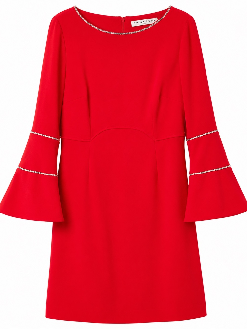 ❤️ Trina Turk Socialite Crystal Trim Bell Sleeve Dress | Ruby Rose❤️ - Picture 5 of 6